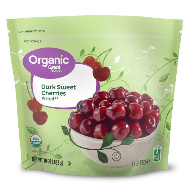 Great Value Organic Dark Sweet Cherries, Pitted, Frozen, 10 oz