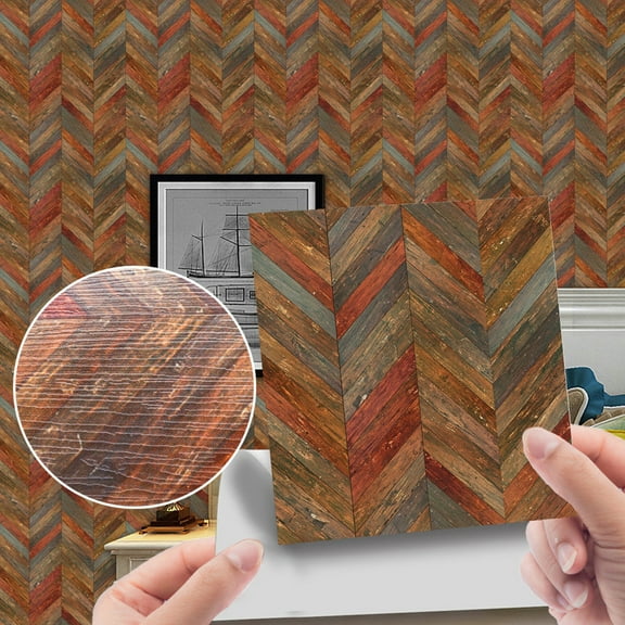 Simulation Wood Grain Tile Stickers Retro Brick Pattern Floor Stickers Home Decoration Self-Adhesive Waterproof DIY Wall Stickers (20PC)