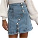 thumbnail image 1 of Falda de mezclilla para mujer con cintura elástica y bolsillo de falda sólida informal a la moda para mujer Wmkox8yi FGJ2166, 1 of 9