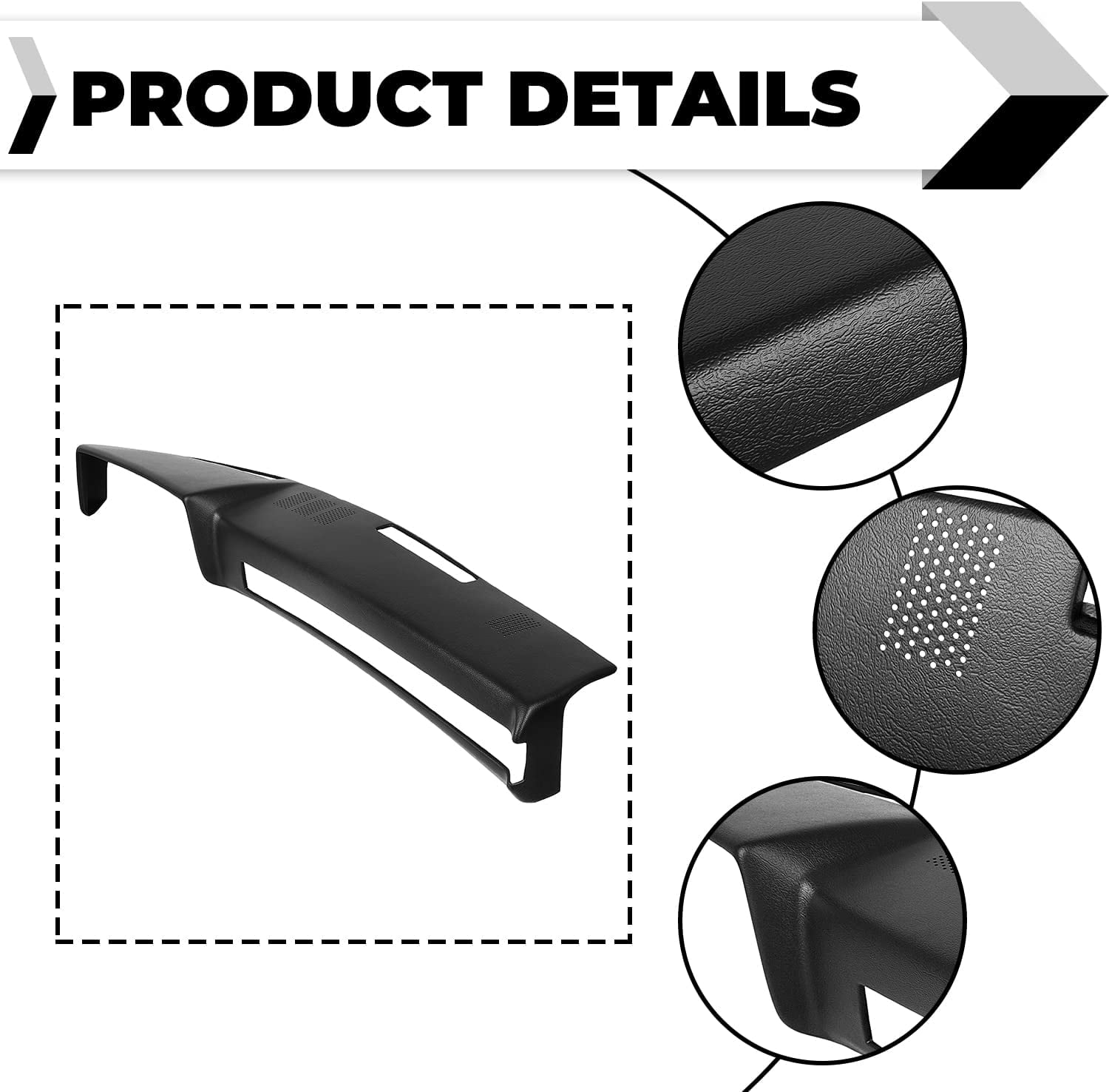 Kojem Black Dashboard Cover Dash Cap Compatible with 1981-1987 Chevy GMC Full Size Pickup 1981-1993 Chevy GMC SUV