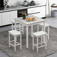 thumbnail image 4 of Costway Ensemble de 5 Pcs Table de Bar Carrée Table à Manger et 4 Tabourets de Bar Rembourrés en Cuir PVC Blanc, 4 of 10