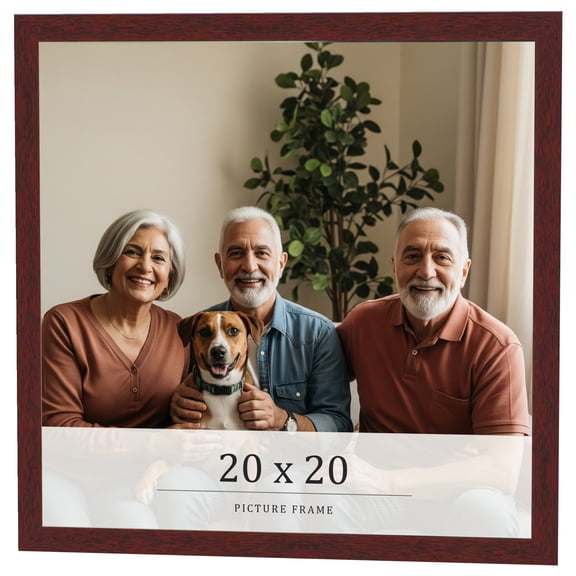 20x20 Frame Brown Solid Wood Picture Frame Width 0.75 Inches | Interior Frame Depth 0.5 Inches |