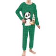 thumbnail image 2 of DISNIMO Green Panda Pajama Kids Size 9 for Girl Kids Matching Pajamas Boy and Girl Pajama 2 Pieces Set Long Sleeve Pajama Set for Girls Kids Crew Neck Pajama Set for Kids, 2 of 7