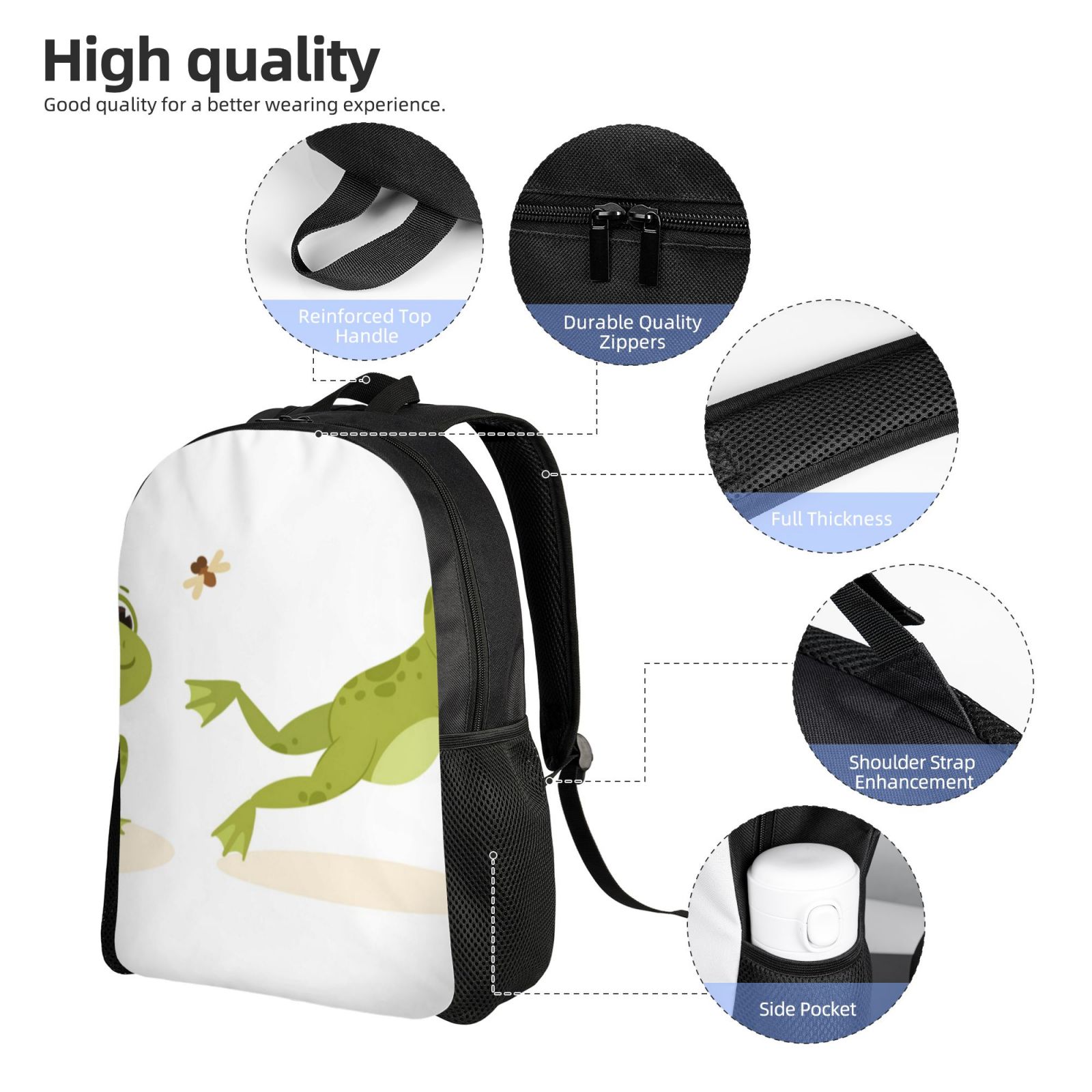 Xecao Hunting Frog Print School Backpack with Laptop Compartment Small Travel Laptop Backpack for Women Men Waterproof College Backpack Simple School Bag