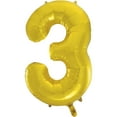 thumbnail image 2 of Unique Industries Foil Big Number 3 Shaped 34" Gold Solid Print Balloon, 2 of 4