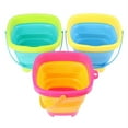 thumbnail image 3 of Portable Beach Bucket Sand Toy Foldable Collapsible Multi Purpose Plastic Pail, 3 of 6