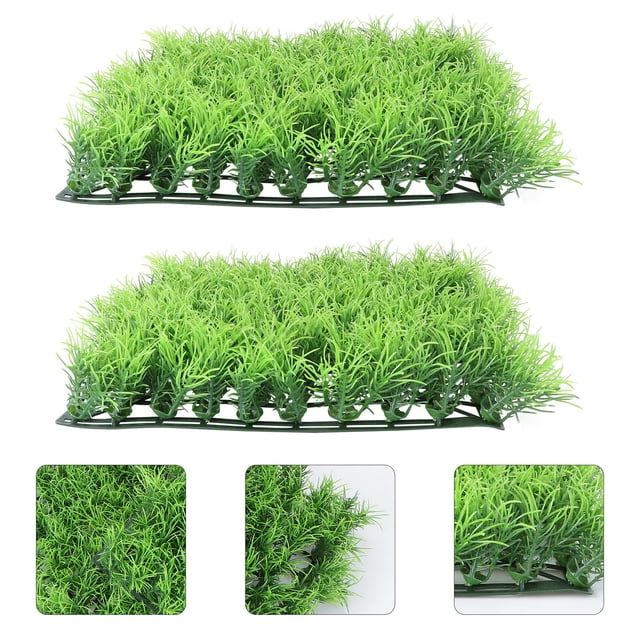 HAMPPLIES Green Plastic Aquatic Grass for Micro Landscape Adornment Perfect for Fish Tank and Sand Table Decoration 2Pcs