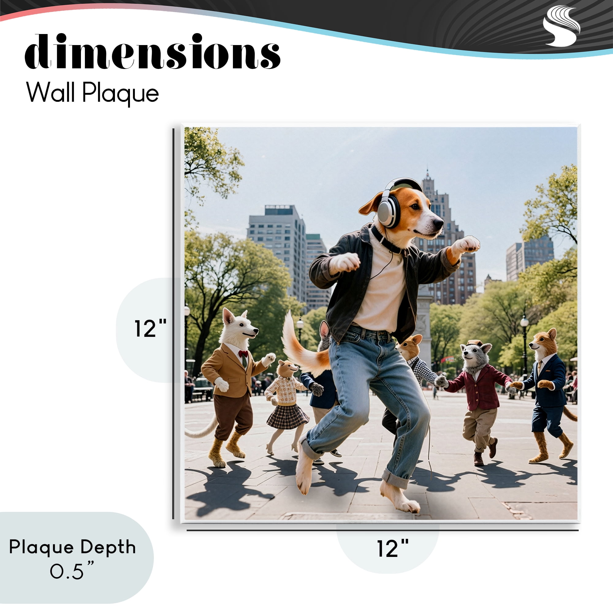 Stupell Industries Stylish Dog Dancing in Park Wall Plaque Art, design by CAD Designs