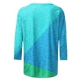 thumbnail image 4 of FAIWAD Womens 3/4 Sleeve Tops Round Neck Plus Size Color Block T-Shirt Summer Loose Basic Pullover Blouses, 4 of 5