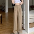 thumbnail image 4 of Baqcunre Wide Leg Pants Woman High Waist Cover Belly Look Thin Loose Casual High Waist Large Size Straight Loose Casual Suit Pants Womens Fashion Women's Pants Pants for Women Womens Clothes Khaki L, 4 of 5
