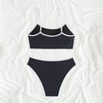 thumbnail image 5 of HNMKIU Bathing Suits for Women Solid Color Two Piece Bikini Set Comfortable Fit for Beach and Pool Womens Swimwear Black，L, 5 of 8