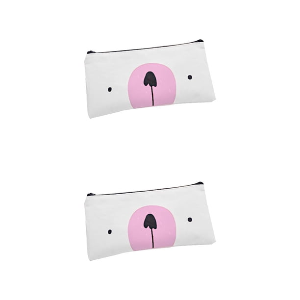 sweethay Estuche de lona con diseño de oso encantador, bolsa de alta capacidad, papelería bonita para niña, suministros escolares, caja de lápices, amarillo 2piezas
