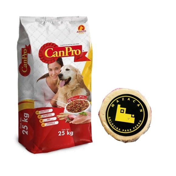 CanPro 25 kg + Mazacan Para Perro 1 pza