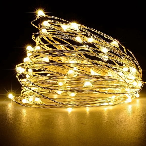16FT 50 LED Copper Wire String Lights, USB Powered Fairy Lights, Waterproof Hanging Lights for Christmas Halloween Wedding Party, Outdoor Garden Patio Backyard Decor, Warm White