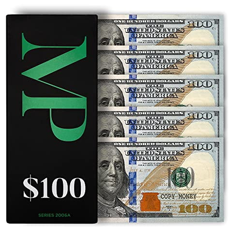 Money Printer Fake Money That Looks Real - Realistic Prop Money - Play Money,  100 Dollar Bills Movie Money, Pack of 100 Banknotes in Gift Box 