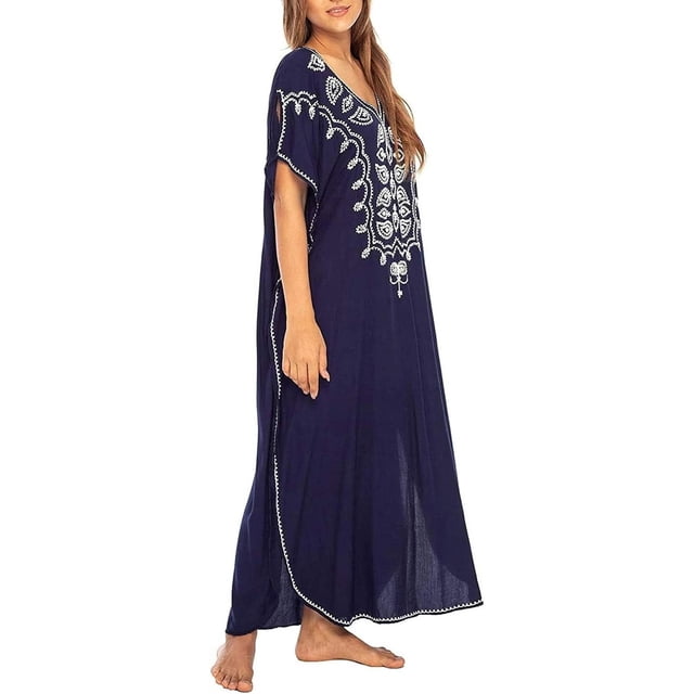 Traje de baño de bikini de manga corta con bordado para mujer, vestido de playa con abertura lateral