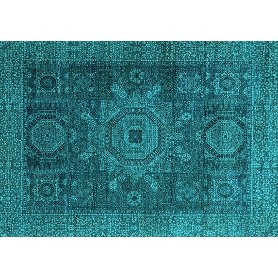 Ahgly Company Indoor Rectangle Abstract Light Blue Modern Area Rugs, 2' x 5'