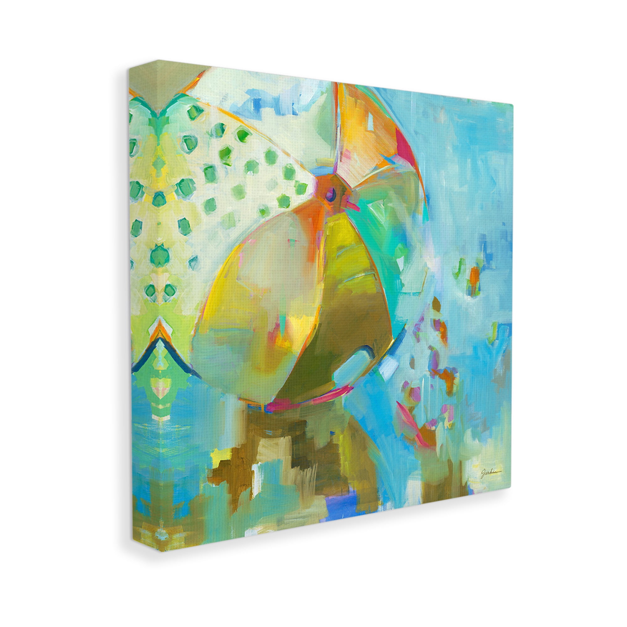 Stupell Industries Abstract Beach Ball Abstract Painting Gallery Wrapped Canvas Art Print Wall Art, 17 x 17