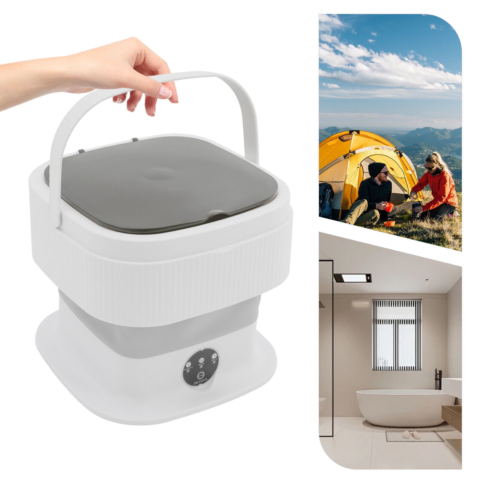 10L/2.64Gal Portable Washing Machine Foldable Bucket Washer 320RPM 40W