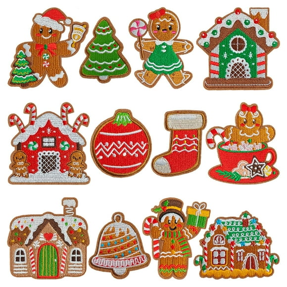 Juego de parches termoadhesivos navideños HWQVA, 12 piezas bordados