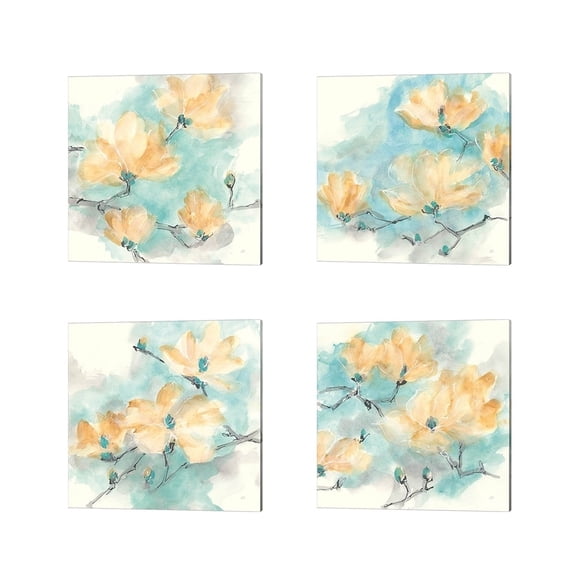 Metaverse Chris Paschke 'Teal Buds' Canvas Art (Set of 4)