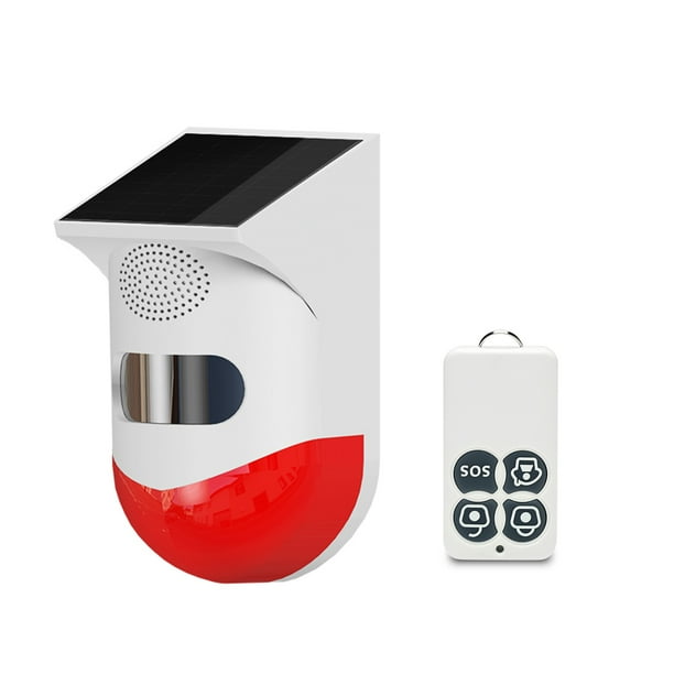 Sensor de alarma Irfora Detector de sensor de movimiento infrarrojo inalámbrico de 433 MHz con energía solar, sirena estroboscópica, alarma de 120dB, sensor PIR impermeable Irfora Sensor de alarma