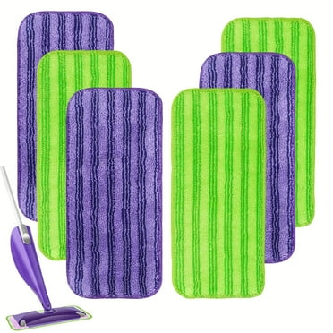 6 Pack Reusable Mop Pads Compatible with Swiffer Wet Jet Spray Mop,Microfiber Wet Jet Pads Refill for Swiffer Mop,10-12inch Wet Mop Pads for Dry Wet Mopping Cloths, Reusable Mop Replacements Pads