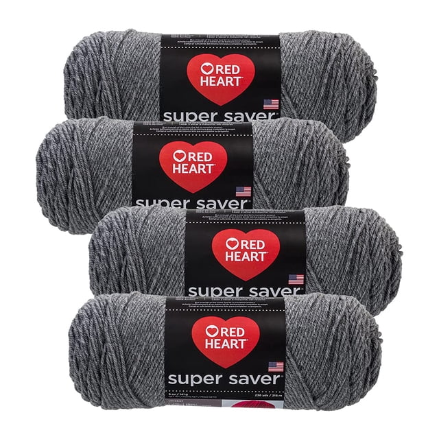 Red Heart Super Saver Yarn (paquete de 4 madejas de 5 oz) (gris jaspeado)