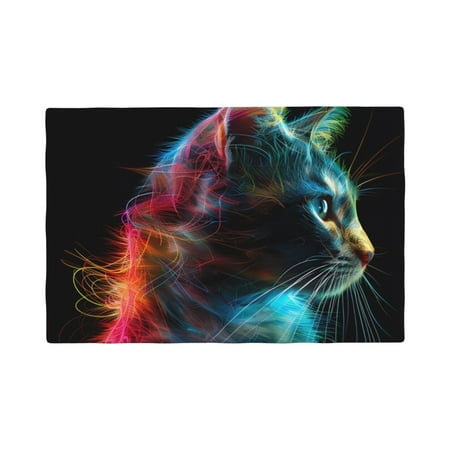 

Placemats Set of 4 / 6 Neon Spectrum Cat Portrait Placemats for Dining Table Indoor/Outdoors Heat Resistant Washable Placemats 18 x 12