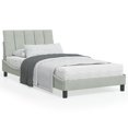 thumbnail image 1 of vidaXL Bed Frame with Headboard Light Grey 100x190 cm Velvet, 1 of 5