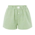 thumbnail image 5 of Women Shorts Plaid Print Button Front Pajama Bottoms Polyester Spandex Summer Sleepwear Beach Party Wear, 5 of 5