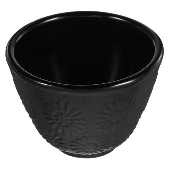 OUNONA Japanese Cast Iron Tea Cup Black with Sunflower Pattern for Asian Tea Ceremonies