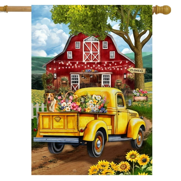 Briarwood Lane Flower Farm Truck House Flag