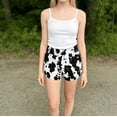 thumbnail image 5 of Cow Print Shorts Womens Shorts Elastic Waist Casual Summer Workout Running Gym Shorts, 5 of 6
