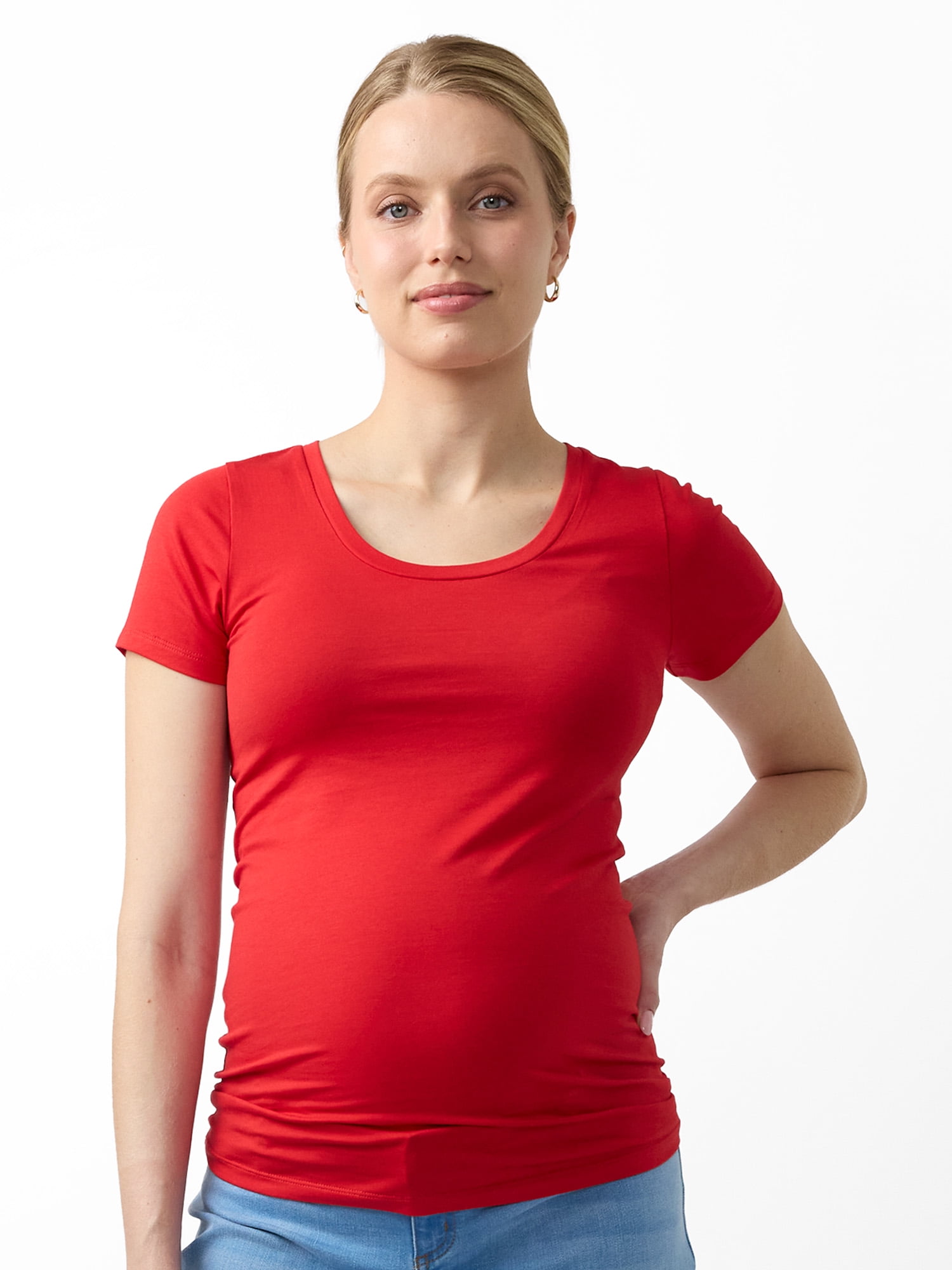 Ingrid & Isabel For Every Belly Women's Maternity Short Sleeve Fitted Scoop Tee, Sizes S-XXL