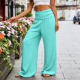 thumbnail image 5 of Yuhangmm Women's Pants Casual Elastic Waist Wide Leg Pants Stretchy Comfortable Trousers For Everyday Wear Versatile Outfits Women Breathable Soft Flowy Sky Blue XL, 5 of 6