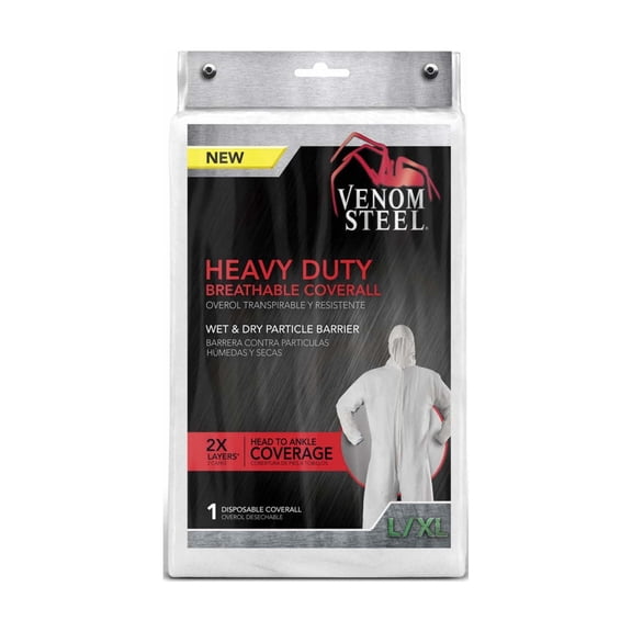 Venom Heavy-Duty Hooded Coverall, Large to XL, White