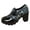 Black, variant on Womens Chunky Heel Oxford Shoes Croc Print T Strap Buckle Lug Sole Round Toe Retro Ankle Booties