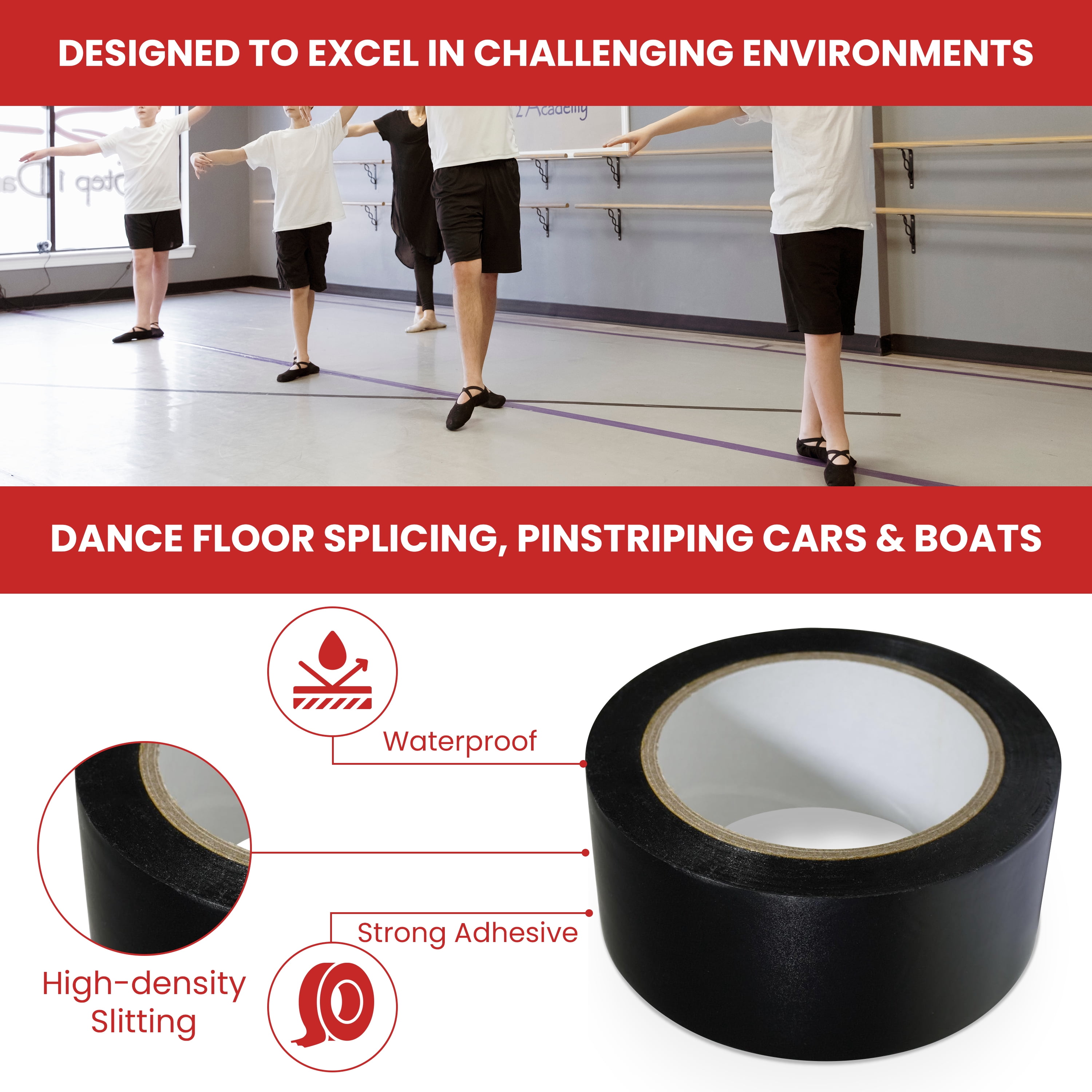 T.R.U. CVT-536 Rainbow Vinyl Pinstriping Dance Floor Tape: 1 in. wide x 36 yds. Several Colors