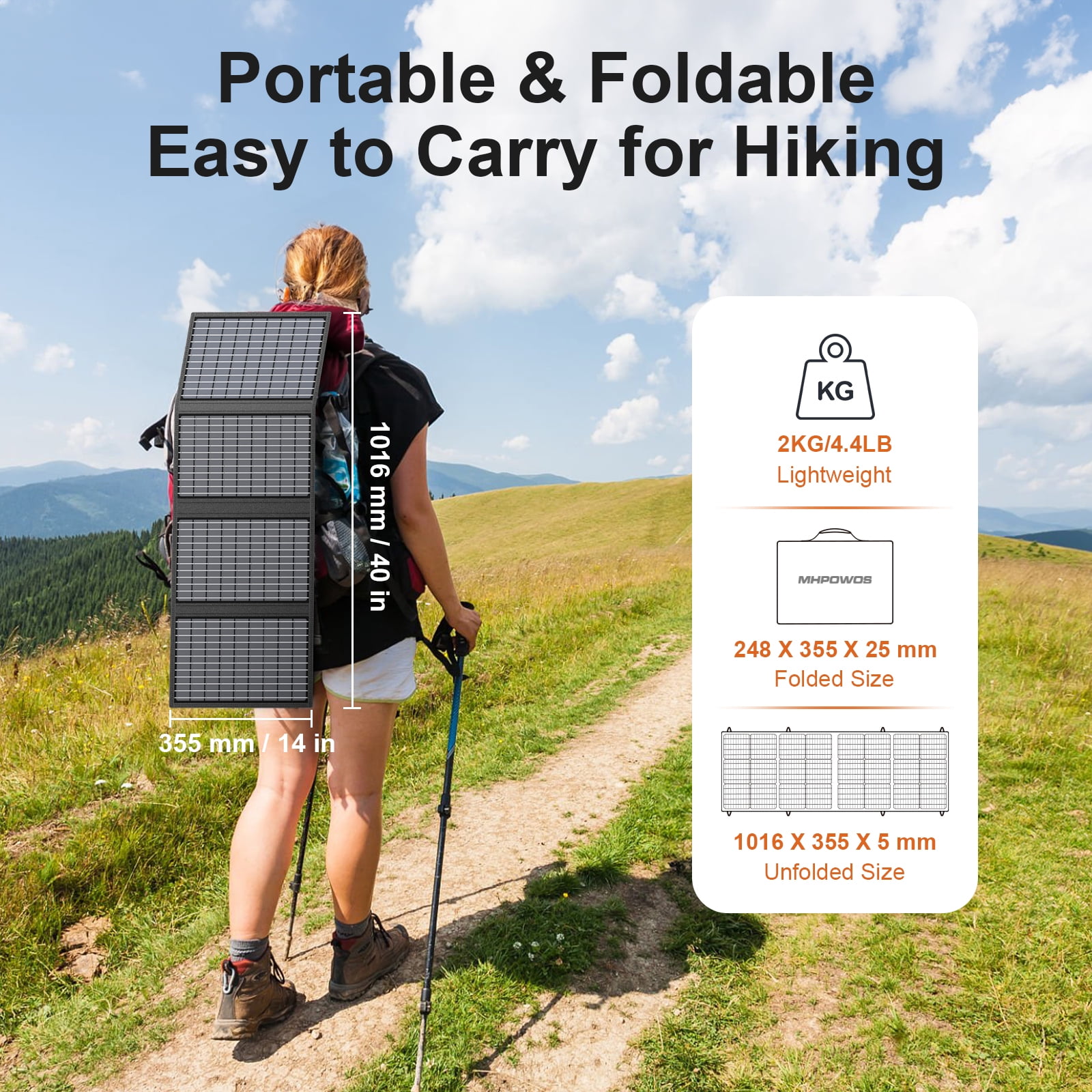 MHPOWOS Solar Panel 60 Watt USB Solar Charger for Outdoor Camping Backup Powerstation iPhone iPad
