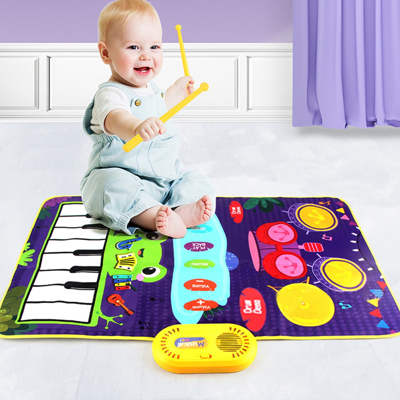 Music Play Mat, Children Music Mat Jazz Drums Multi Player Early Education  For Travel