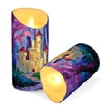 thumbnail image 3 of Iauyy Flameless Candles Battery Operated LED Pillar Candles with Remote and Timer, Purple Trees Set of 2 （S), 3 of 8