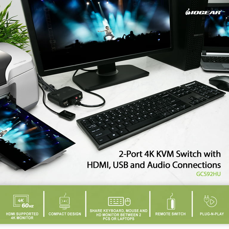 PWAY-conmutador USB HDMI KVM, 2 juegos, 2 en 2 salidas, 4 USB Hub