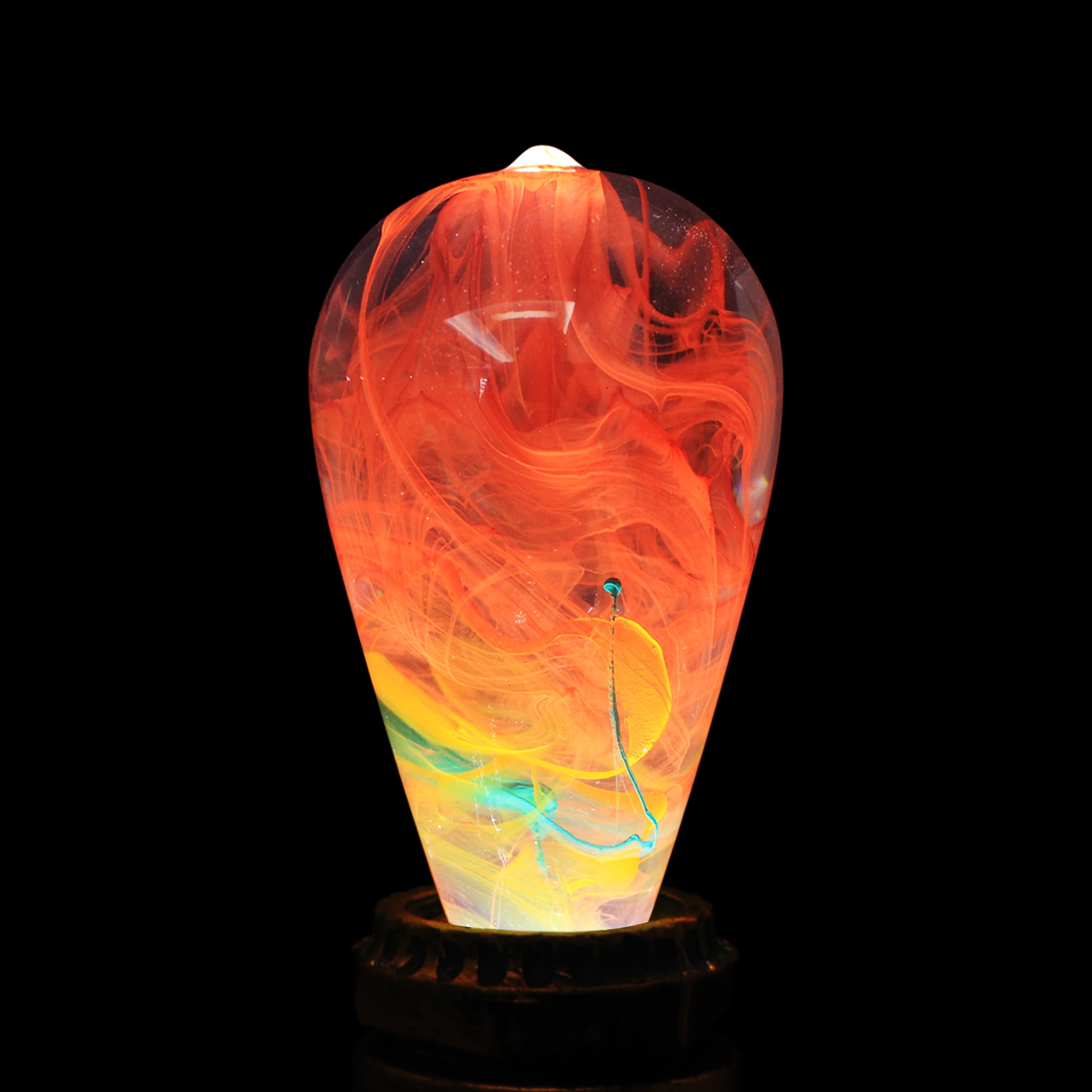 EP Light E26 E27 Edison Light Bulb Colored LED Bulb Decorative Orange Bulb for Bedrooms,Handmade Art fixture Unique Gifts -Nebula