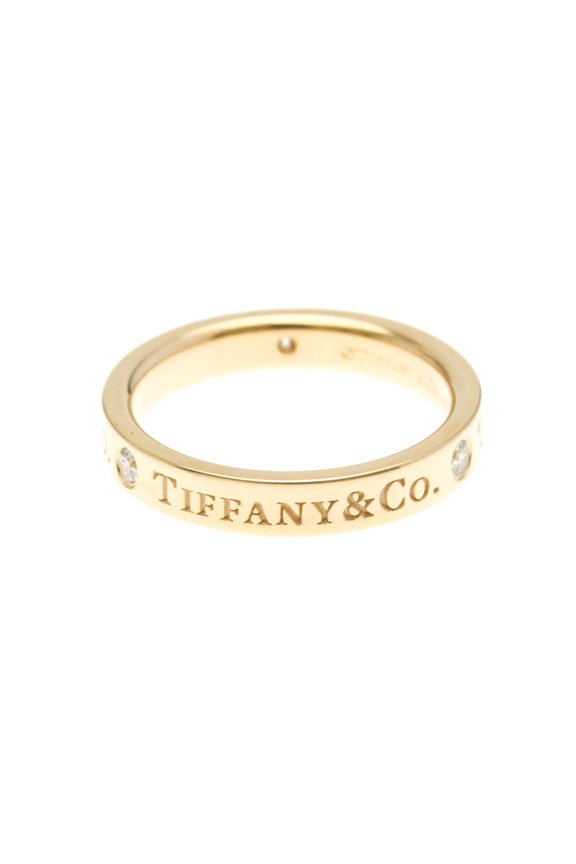 Pre-Owned Tiffany Flat Band Ring 3P Diamond Pink Gold (18K) Fashion Diamond Band Ring Pink Gold
