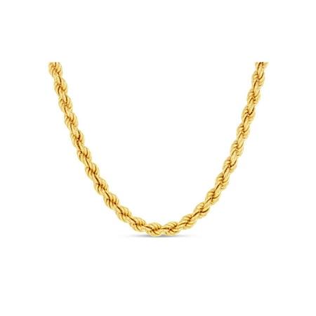 18k Gold Over Sterling Silver Mens Rope 120 Gauge Chain Necklace 30 Inches