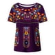thumbnail image 4 of Estilo Étnico de Verano Superior de las Mujeres Impreso Cuello Redondo Manga Corta Superior, Tops Cortos para las Mujeres, 4 of 9