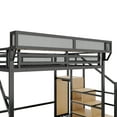 thumbnail image 4 of Leumius Queen Size Loft Bed with Wardrobe, Metal Queen Loft Bed with Storage Shelves, High Loft Bed with Stairs for Kids Teens Adults, Black, 4 of 9