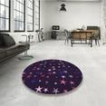 thumbnail image 4 of Ahgly Company Machine Washable Indoor Round Transitional Purple Jam Purple Area Rugs, 4' Round, 4 of 7