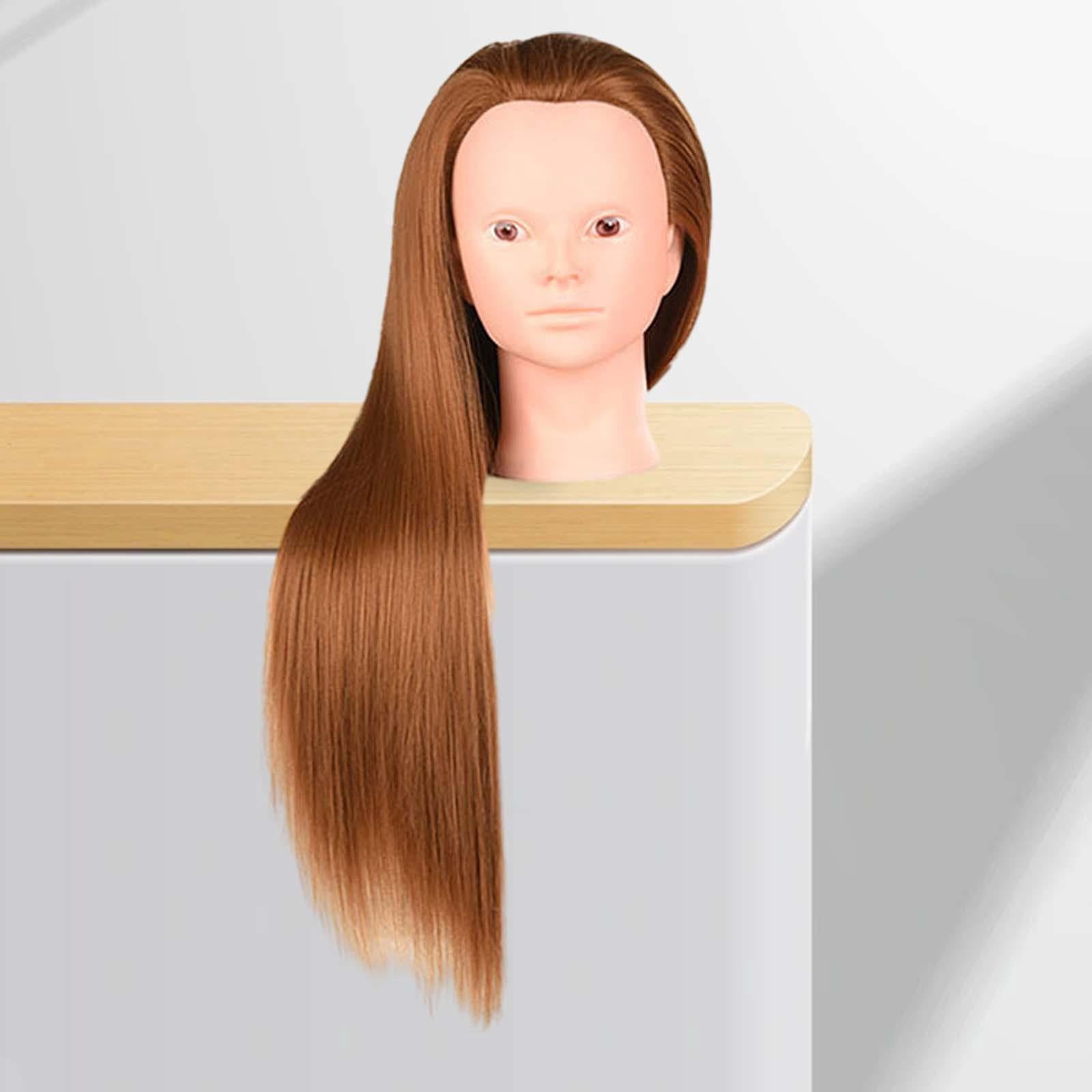 Hair Training Head Mannequin Head Hairstyling Multipurpose Long Hair Manikin Doll Head for Cutting DIY Cosmetology School Students Braid , Gold without Makeup
